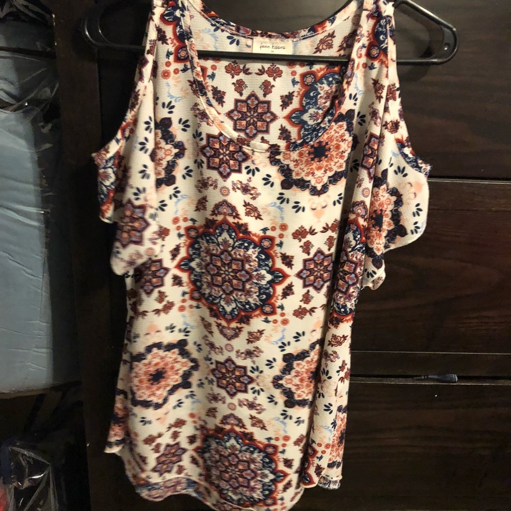 Floral open shoulder top